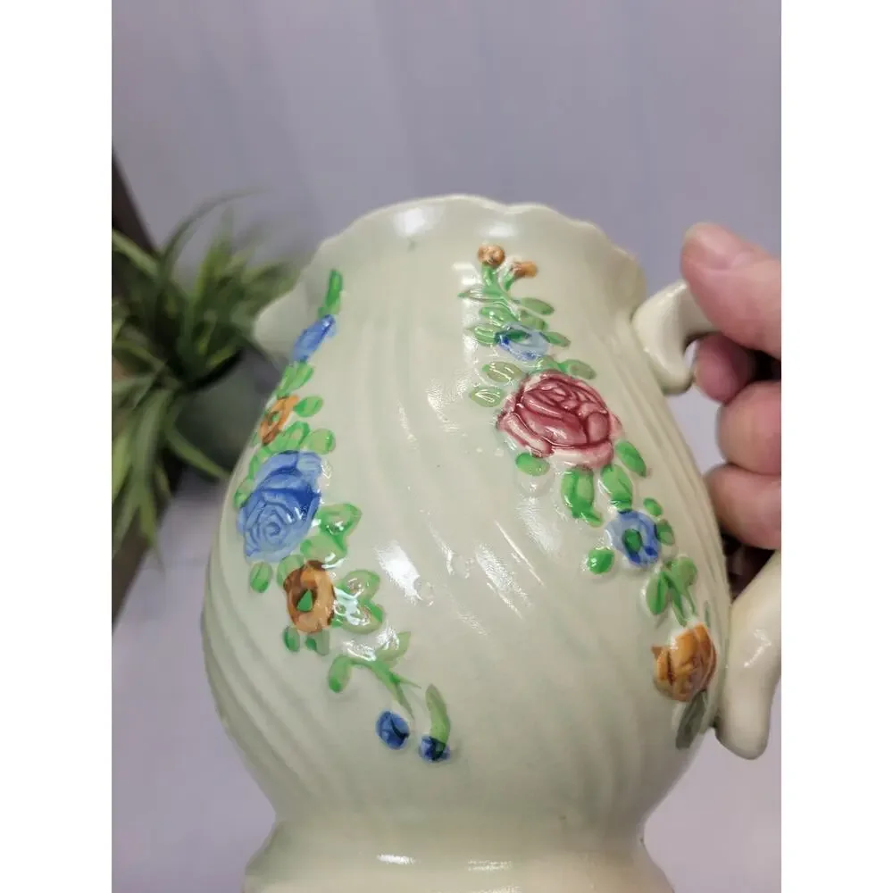 Vintage Japan Ceramic Floral Pitcher 6